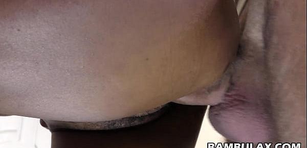  African pussy dripping semen from white cock